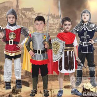 圣诞节服装儿童cos服饰罗马战士服盔甲勇士骑士十字军男童王子装