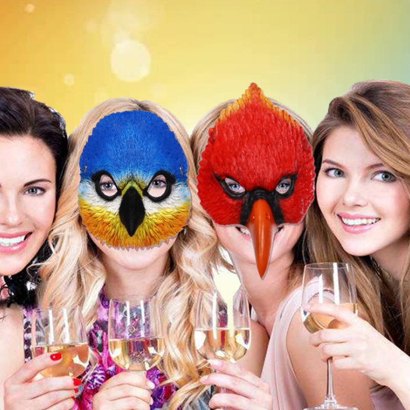 儿童节新款小鸟头面具cos猫头鹰半全脸假面化妆舞会派对表演道具