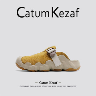 美國CatumKezaf女鞋 小眾潮牌厚底勃肯鞋 女一腳蹬休閑包頭拖鞋 秋季