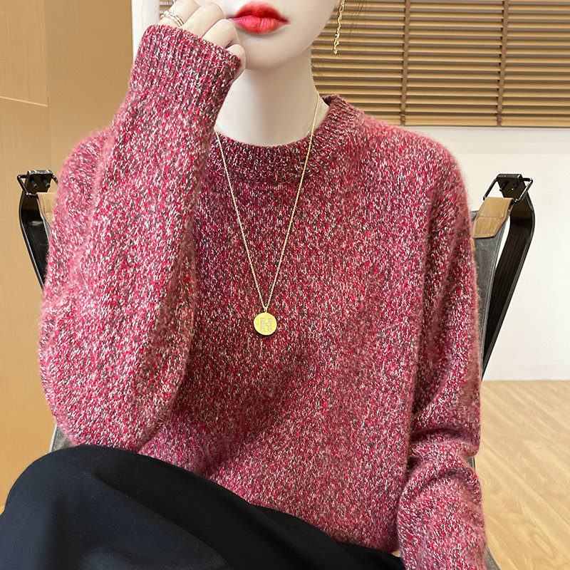 【100%山羊绒】双股加厚花纱时尚圆领羊绒衫,女装/女士精品,毛针织衫,淘宝优惠券,粉丝福利购,淘宝优惠卷