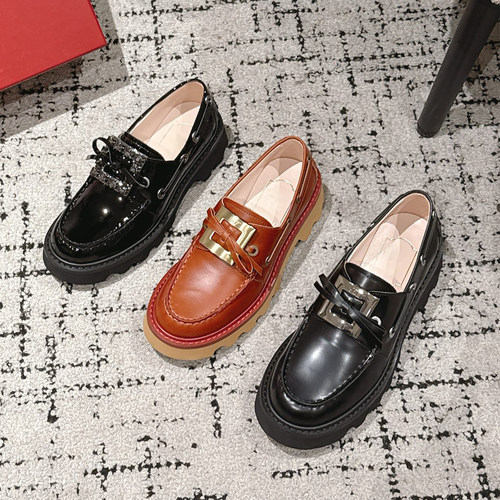 RV水钻方扣粗跟一脚蹬乐福鞋