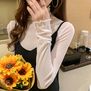 纱衣长袖 捡漏特价 女内搭薄款 网纱打底衫 高领上衣 剪镖外贸折扣女装