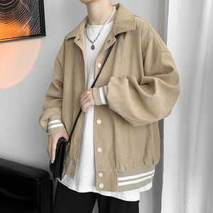 美式复古翻领棒球服男韩版宽松夹克外套男B289-JK702-P105图片