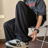 高级感冰丝提花裤子男士潮牌宽松直筒阔腿拖地休闲长裤-K326-P45，男装休闲裤，电商B289
