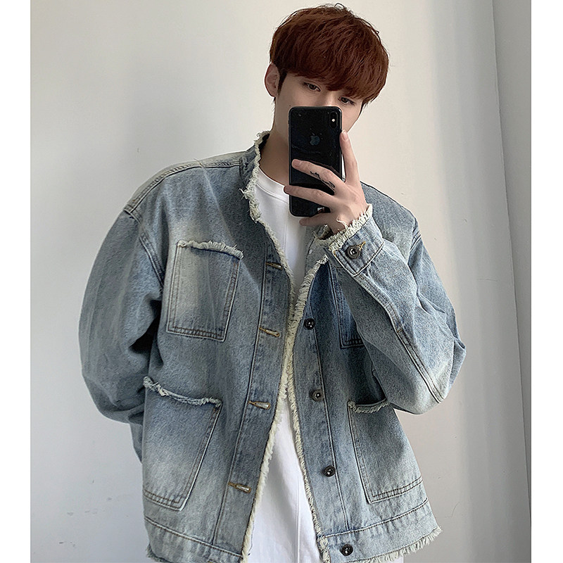 做旧水洗牛仔外套男宽松立领休闲夹克外套B289-JK625-P90,男装工装外套,电商B289