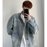 做旧水洗牛仔外套男宽松立领休闲夹克外套B289-JK625-P90，男装工装外套，电商B289