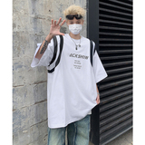 小众先锋未来感垫肩T恤男解构拼接设计感上衣廓形短袖-H86052-P68，男装T恤，电商B289
