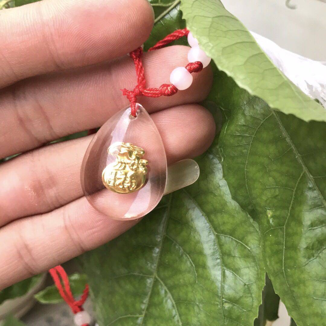 晶美金水晶镶金十二生肖金狗福袋吊坠项坠中国人寿保险开门红礼品
