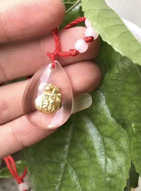 水晶镶金十二生肖福袋礼品吊坠