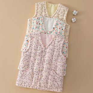 纯棉花手工马甲碎花加厚防寒内外穿马夹女士针织夹棉秋冬季棉坎肩