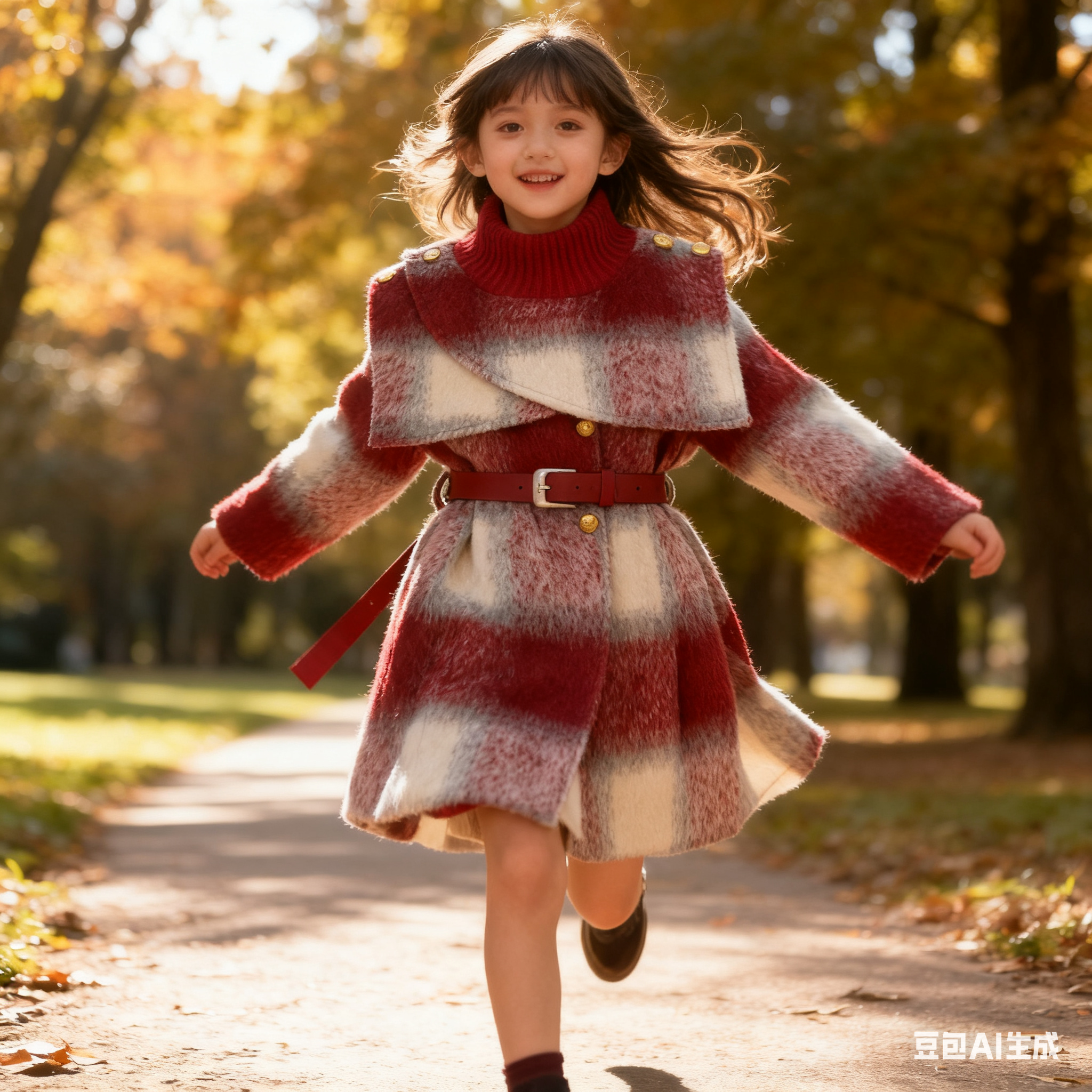 女童毛呢大衣秋冬装加绒加厚