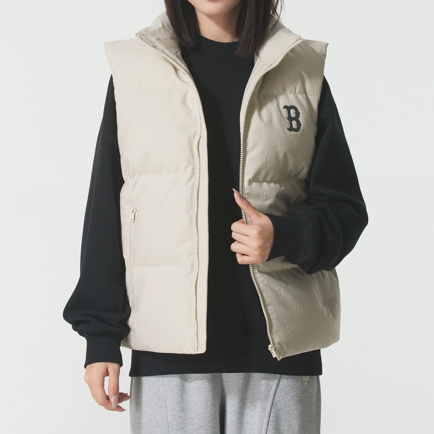 MLB男女老花加厚羽绒马甲25秋冬立领羽绒服3ADVM0356 3ADVB0456