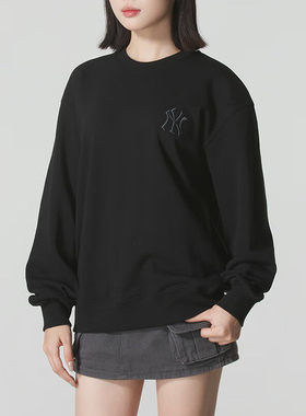 MLB情侣卫衣25秋冬新款NY老花背标圆领舒适长袖套头衫3AMTM0654