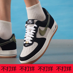 NIKE耐克男鞋Air Force 1黑白空军一号迷彩勾运动板鞋HQ1967-100