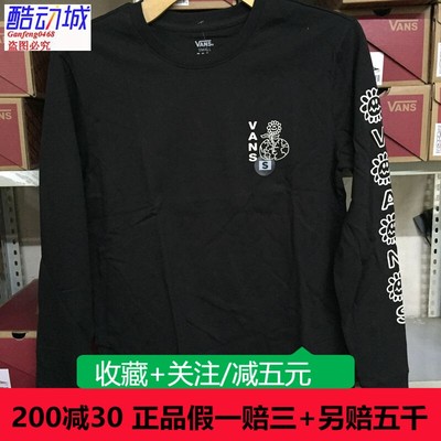 vansvans情侣薄套头黑色圆领t恤