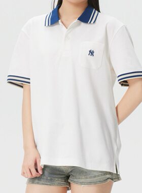 MLB时尚百搭学院风26春男女翻领运动休闲POLO衫T恤短袖3APQV0763