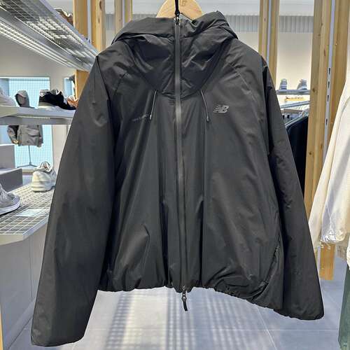 New Balance Grey男子连帽保暖羽绒服25冬宽松运动外套 AMJ53629