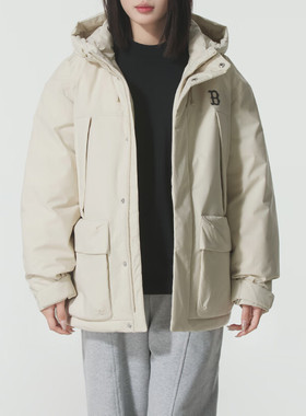 MLB羽绒服男女25冬新款NY大标防泼水保暖连帽棉羽外套 3ADJB2556