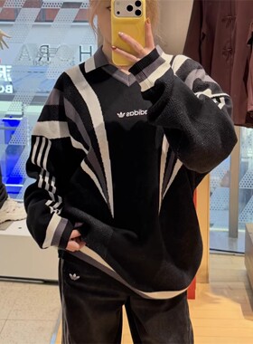 阿迪达斯三叶草男女运动休闲针织毛衣宽松套头卫衣KW2017 KW2018