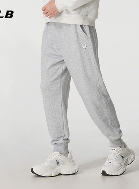 MLB正品灰色针织长裤男女裤子25秋季新款运动裤束腿裤3APTB0154