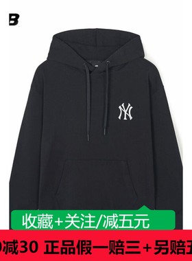 MLB龙年新年款连帽卫衣男女装黑色套头衫运动休闲服3AHDQ0141