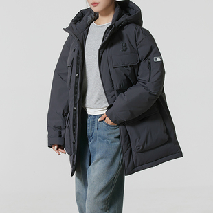 MLB男女简约宽松保暖羽绒服25冬季新款连帽运动面包服3ADJB0756