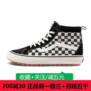 VANS范斯秋冬复古黑白棋盘格加绒保暖高帮男休闲板鞋 VN0A5HZYA04