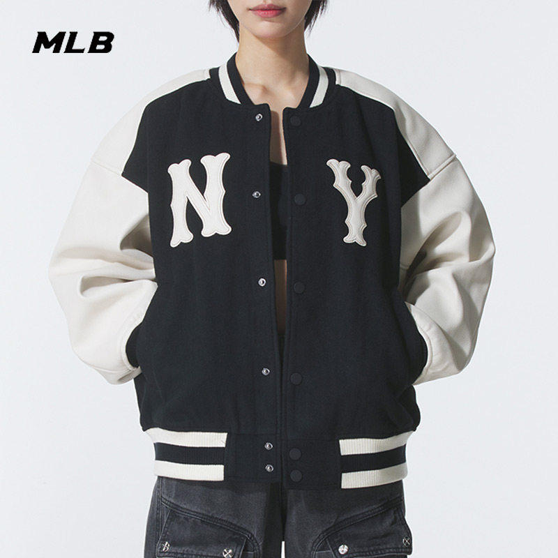 MLB棒球服25秋冬新款男女NY大标情侣绵羊毛夹克外套 3AJPB0854