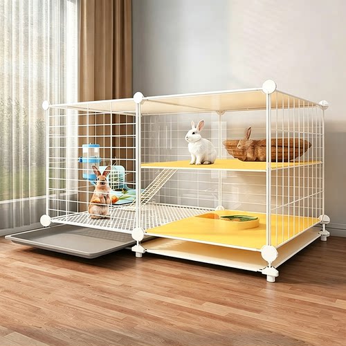 透明兔笼子防喷溅大号厕所一体家用荷兰猪侏儒兔豚鼠专用豪华别墅