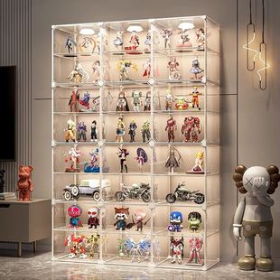 透明展示柜办儿童玩具积木家用模型置物架防尘大容量抽屉式收纳盒