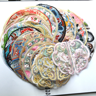 手缝大号民族中式圆形刺绣布贴点缀衣服花朵补丁贴手工diy材辅料