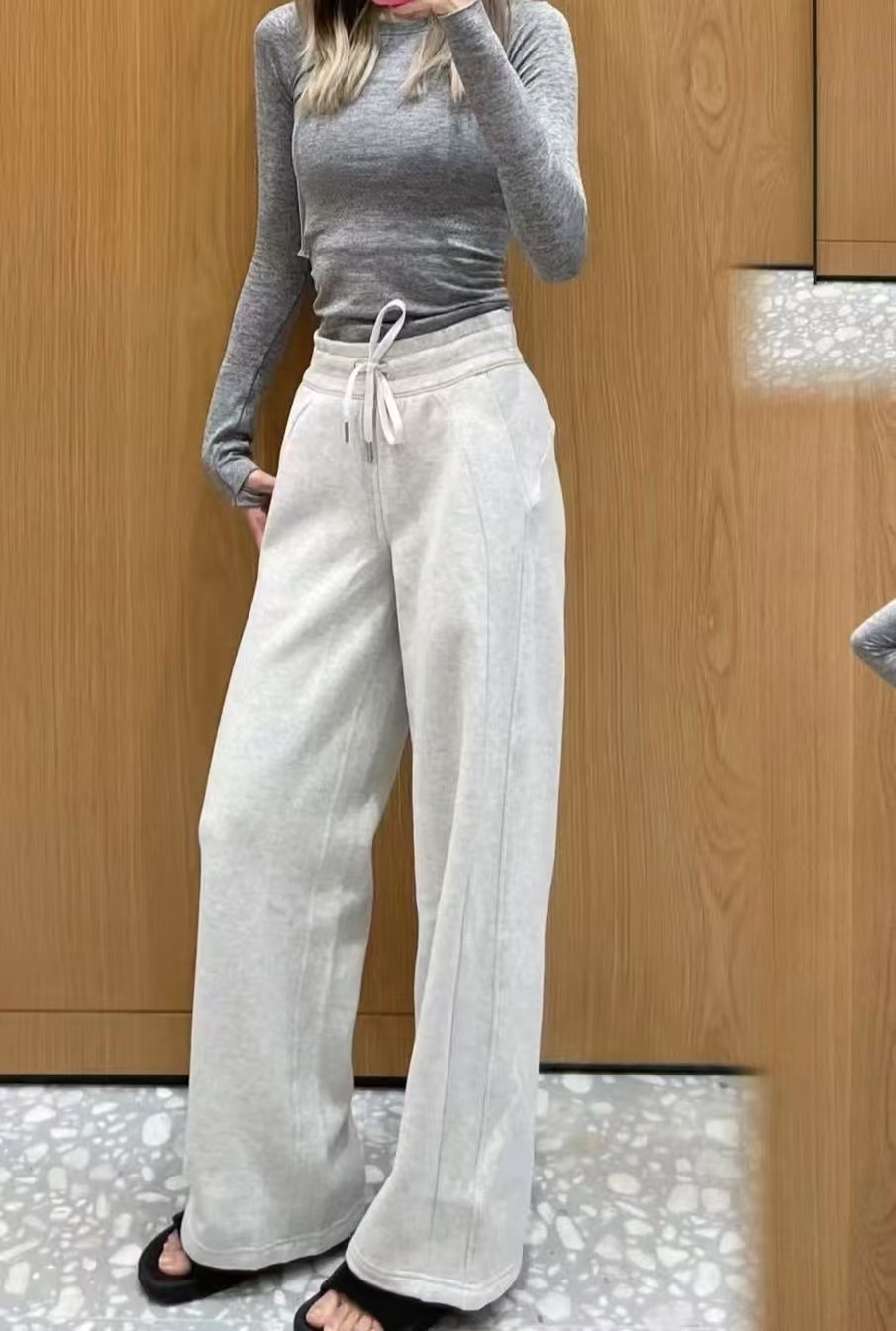 25秋冬新款scuba卫裤女黑色运动裤加绒神裤中腰休闲长裤显瘦直筒