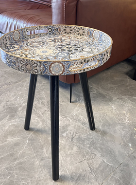 小边桌带可拆卸的三根40厘米木腿波西米亚风格的咖啡桌茶户外茶几