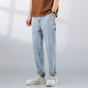 牛仔裤子男春夏款宽松阔腿直筒蓝色休闲学生青年韩版胖子大码潮流