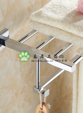 全铜浴巾架挂钩衣钩 卫生间双层毛巾架浴室置物架五金挂件84108