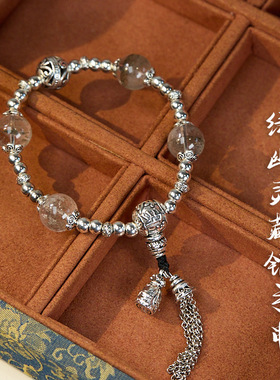 灵隐绿幽灵手串女香积流苏藏银水晶礼物女手链批发文艺复古