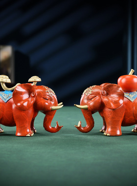 彩铜平安如意对象摆件家居办公桌铜工艺品装饰开业礼品大象摆设