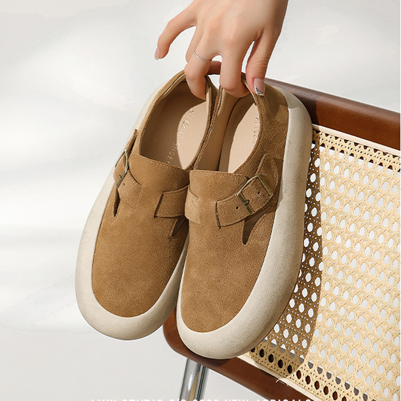 厚底博肯鞋女真皮休闲鞋内增高韩版小脏鞋2023年春新款复古面包