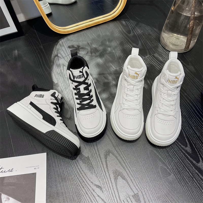 高帮小白鞋女2023爆款百搭时尚休闲鞋春季新款女鞋潮酷厚底板鞋