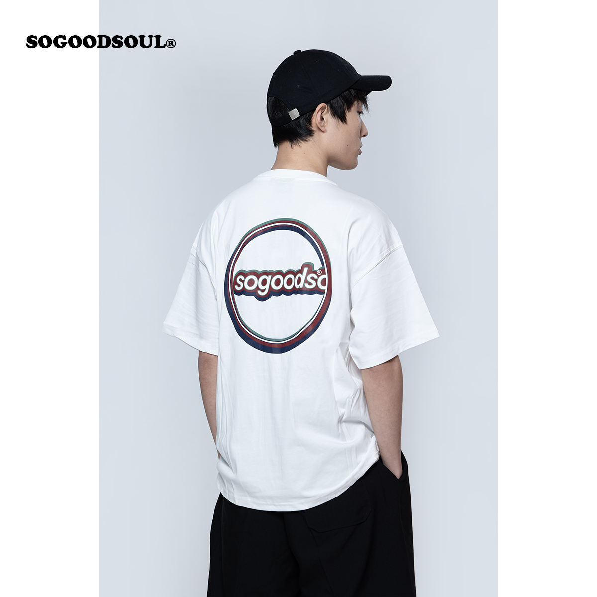 SOGOODSOUL国潮牌复古刺绣LOGO印花圆领情侣宽松短袖T恤纯棉新款