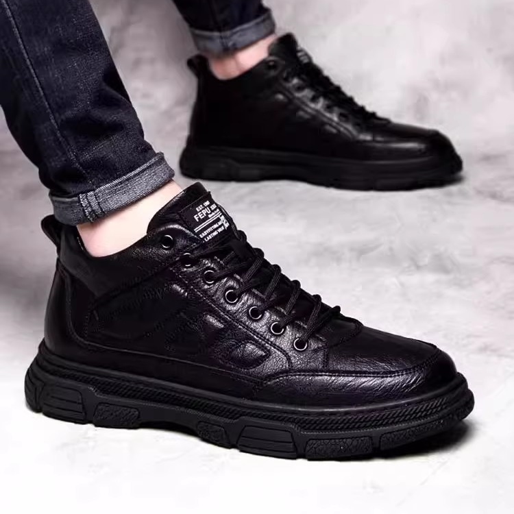休闲内增高板鞋男士软底马丁靴潮