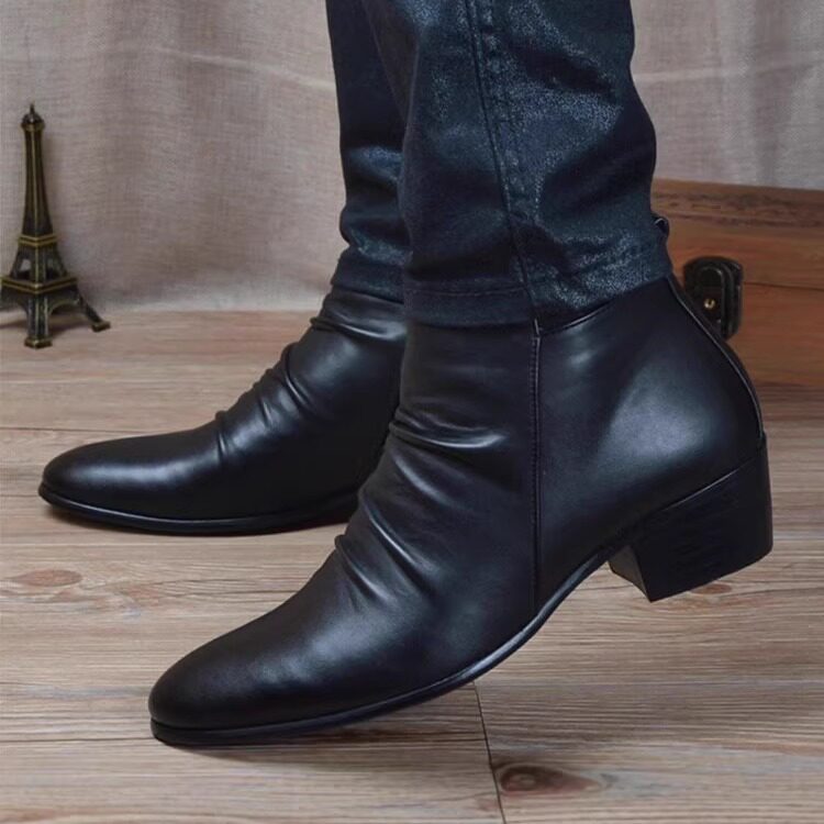 马丁靴男士高帮夏季透气2025新款中帮切尔西靴子真皮尖头皮鞋男款