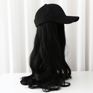 帽子假发一体女时尚秋冬网红长直发带头发自然逼真的帽子全头套式