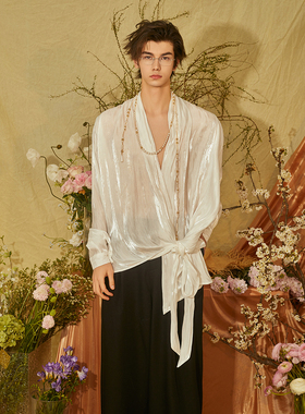 ADD STUDIO 24 S/S 水波缎慵懒法式珠光衬衫