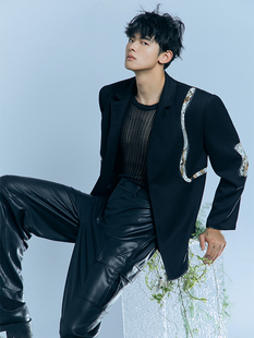 白火 ADD 镂空曲线火烧蕾丝宽松休闲包边西装 STUDIO