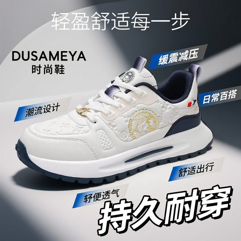 杜莎米娅秋季旅游鞋轻奢运动鞋休闲鞋轻便透气厚底增高情侣男女款
