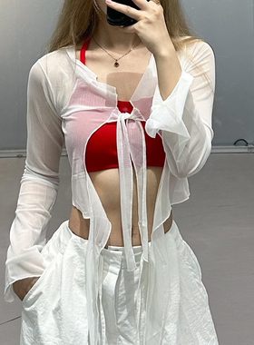 街舞潮牌爵士舞hiphop短款开衫两穿女嘻哈系腰外搭屁帘春夏防晒衣