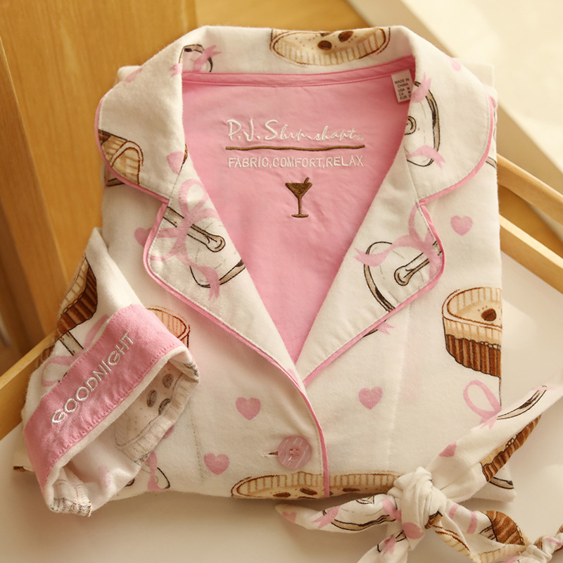 睡衣女春秋款可爱动物印花家居服