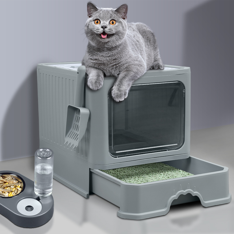 猫砂盆全封闭超大号防臭猫厕所大号抽屉顶入式猫沙盆子防外溅屎盆