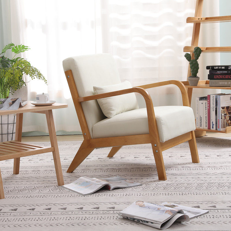 北欧简约实木休闲久坐沙发椅酒店客房阳台客厅单人日式高靠背椅子,住宅家具,沙发椅,淘宝优惠券,粉丝福利购,淘宝优惠卷